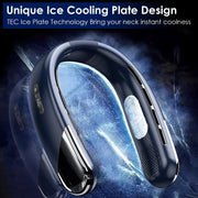 Portable Neck Cooling Fan With Type-C Charging Battery Hands-Free Bladeless Personal Fan 5 Speeds Digital Display Adjustable Neck Width for Man Woman