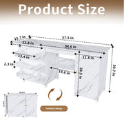 57.5" Foldable Sewing Machine Table with Storage & Casters