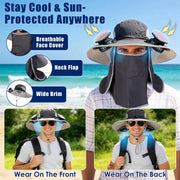 Solar Fan Hat with UPF50+ Sun Protection and Neck Flap