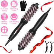 3 In 1 Thermal Brush Hair Curler Brush Hair Curler Straightener with 10 Heating Levels 30S Fast Heating Fit for All Hair Types for Home Travel