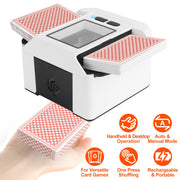 2 Deck Rechargeable Automatic Card Shuffler Professional Card Shuffler for for Texas Hold\'em Poker UNO with Auto Manual Mode Handheld Desktop