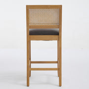 Solid Rubberwood Rattan Back Counter Stools Set of 2