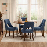 Upholstered Dining Chairs Set of 2 with Curved Rubberwood Legs