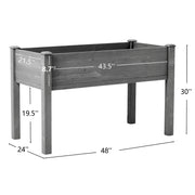 Elevated Raised Garden Bed with Legs 48x24x30in Fir Wood