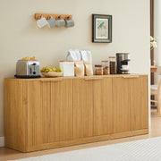 Fluted Sideboard Cabinet with 4-6 Doors and Wood-Grain Top