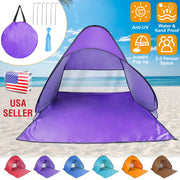 Pop Up Beach Tent Sun Shade Shelter Anti-UV Automatic Waterproof Tent Canopy for 2/3 Man w/ Net Window Storage Bag for Outdoor Beach Camping Fishing P