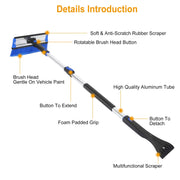 Extendable Ice Scraper with Snow Brush and Foam Grip