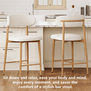 Counter Height Bar Stools Set of 2 with Curved Backrest