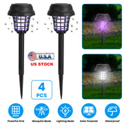 4 Pack Solar Powered Mosquito Zapper Outdoor Insect Killer Torch Waterproof Bug Zapper with UV Light White Light for Yard Garden Farm Patio