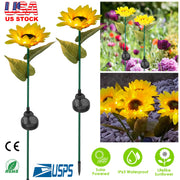 2Pcs Solar Powered Sunflower Lights 10 LED Decorative Stake Lamp IP65 Waterproof Pathway Landscape Lights For Garden Patio Yard Walkway