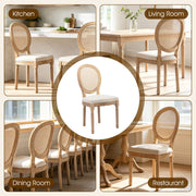 French Oval Rattan Back Dining Chairs Set of 2 - Solid Wood
