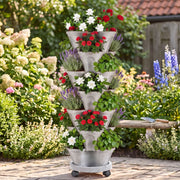 7-Tier Stackable Vertical Planter with Wheels and Drainage