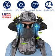 Solar Fan Hat with UPF50+ Sun Protection and Neck Flap