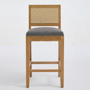 Solid Rubberwood Rattan Back Counter Stools Set of 2