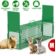32in 2 Door Live Animal Cage Trap For Animals Under 12LBS Easy To Setup Humane Galvanized Iron Trap Cage For Rabbits Groundhogs Skunk Opossums Nutria