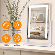 Vanity Mirror with Light 3 Lighting Colors Dimmable Brightness Smart Touch Control 10X Magnifying Mirror 360¡Rotation LED Lighted Makeup Mirror for De