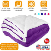 Fleece Throw Blanket Warm Soft Flannel Bed Cover Cuddly Cozy Sofa Travel Car Blanket with  Queen King Throw Size Optional