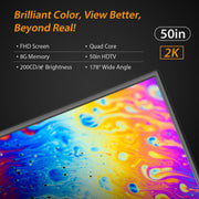 50In LED Smart TV 16:9 Full High Definition Television Internet TV with LED Backlit