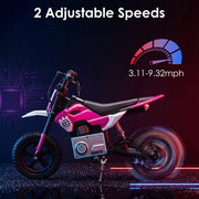 24V Kids Electric Motocross Ride On Motorcycle, 200W High Speed Hub Motor Dirt Bike Toy with Rear Shock Absorber, Adjust