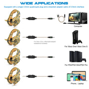 Gaming Headsets Noise Isolation Volume Adjustment Stereo Earmuffs w/ Microphone 3.5mm Plug Adapter 7.4ft Cord Over-ear Headphones for Game Lovers