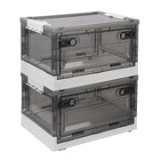 2 Packs Foldable Storage Bins Collapsible Storage Box Organizer Stackable Toy Container with Double Doors Top Lid Rolling Wheels for Clothes Toys Book
