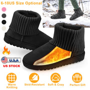 Women's Women's Snow Boots Suede Mid-Calf Boot Shoe Short Plush Warm Lining Shoes with  Anti-Slip Rubber Base Knitting Design