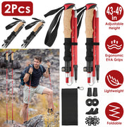 2Pcs Walking Sticks Collapsible Hiking Poles Folding Aluminum Trekking Poles Adjustable Hiking Sticks with EVA Foam Grips for Backpacking Hiking Mount