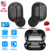 Wireless V5.3 TWS Earbuds In-Ear Stereo Headset Earphone Earpiece with Microphone Magnetic Charging Dock for Driving Working Traveling