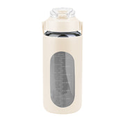34Oz Glass Water Bottle Sports Water Bottle Motivational Water Bottle Water Intake Tracker Bottle with Straw Time Marker Silicone Sleeve Handle for Gy