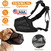 Pet Muzzle Mask Soft Mesh Muzzle Adjustable Dog Mouth Cover with Breathable Mesh Adjustable Neck Forehead Strap for Anti Biting Barking Chewing