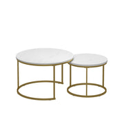 Nesting Coffee Table Set of 2 with Marble Pattern Tops
