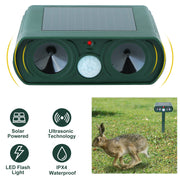 Ultrasonic Animal Repeller Solar Powered Motion Sensor Repellent IPX4 Waterproof Outdoor For Farm Garden Yard Repelling Deer Raccoon Cat Dog Rabbit Sq