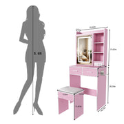 Vanity Desk Set with LED Lighted Mirror & Padded Stool