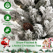 2FT Pre-Lit Flocked Christmas Tree with Pot & Pine Cones
