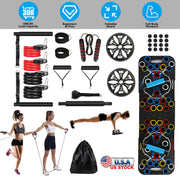 Multifunctional Push Up Board Home Strength Training Equipment With 15 Fitness Accessories Pilates Bar Resistance Band Roller Wheel Full Body Workout