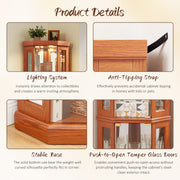 5-Tier Lighted Corner Curio Cabinet with Adjustable Glass Shelves