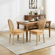 French Oval Rattan Back Dining Chairs Set of 2 - Solid Wood