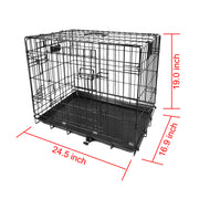 24inches Dogs Crate Folding Metal Pets Crates Double Door Puppy Cage Easy Set Up