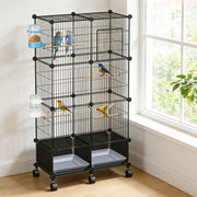 46-Inch Bird Cage with Wooden Perches and Lockable Wheels