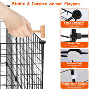 Small Animal Playpen with Door Dog Metal Playpen Small Medium Kitten Puppy Guinea Pig Rabbit Kennel Small Animal Cage Metal Wire Fence For Indoor Outd