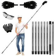 11.5FT Gutter Cleaning Brush With Telescoping Handle Rain Gutter Cleaner Extendable Gutter Cleaning Tool From The Ground with 2 Angled Brushes Anti-sl