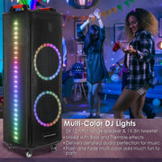 Portable Wireless Party Speaker Colorful Lights DJ PA System with TWS Function FM Radio USB MMC Card Reading Aux In Guitar Input Recording Function Mi