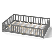 Montessori Floor Bed with Safety Guardrails and Lockable Door