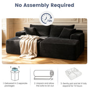 Sectional Couch with Double Chaise Lounge and Cup Holders