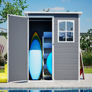 5x3FT Resin Outdoor Storage Shed with Floor Lockable Garden Shed with Window Sloped Roof Weather-Resistant Tool Shed for