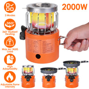 2000W 2 In 1 Camping Stove Tent Heater Outdoor Gas Stove Portable Backpacking Stove with 3 Modes 360¡ Radiant Heating for Camping Hiking Picnic BBQ