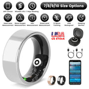Smart Ring Health Tracker Fitness/Sleep/Stress/HRV Tracker with Charging Case Magnetic Charging Cable for Women's & Men Compatible with iOS & Android 7-