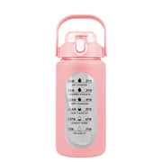 34Oz Glass Water Bottle Sports Water Bottle Motivational Water Bottle Water Intake Tracker Bottle with Straw Time Marker Silicone Sleeve Handle for Gy