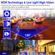WiFi FHD 1080P Car Dash Cam 3 Channels Front Rear Inside Dash Camera with Loop Recording Reversing Visual Night Vision WDR 170° Wide Angle Support 128