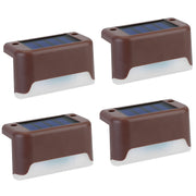 4Pcs Solar Powered LED Step Lights Outdoor IP55 Waterproof Dusk To Dawn Sensor Fence Lamps For Stairs Yard Railing